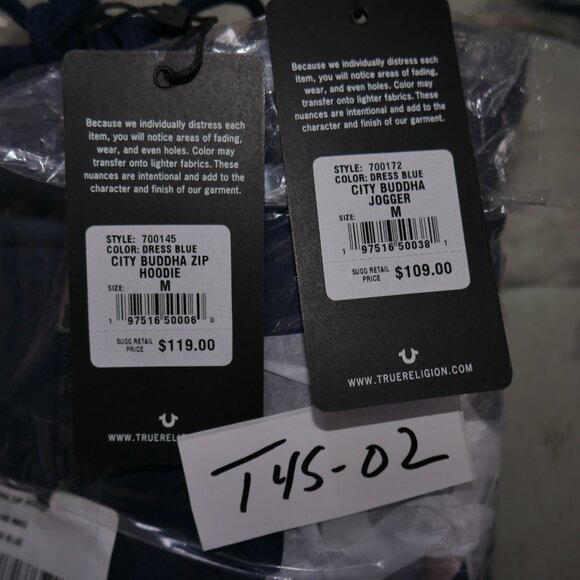 True Religion Men's Metallic Sweatsuit 2 Piece Fleece Hoodie Joggers Outfit Set - Picture 13 of 15